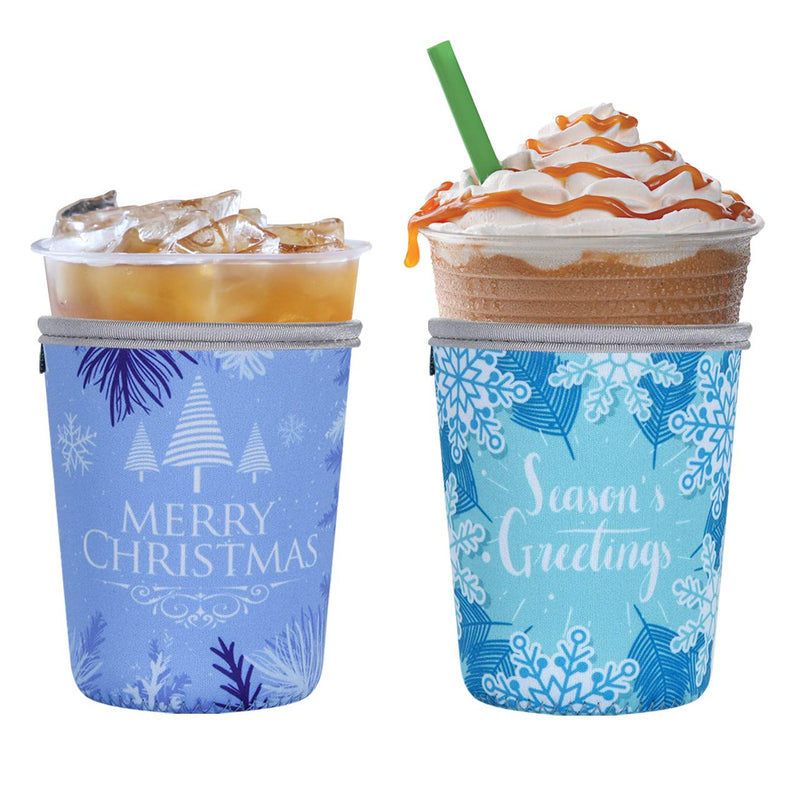 Beautyflier Pack of 2 Insulated Neoprene Ice Coffee Sleeve Anti-Slip Cup Holder for Cold Beverages Starbucks Coffee, Dunkin Donuts (Christmas Decorations, Medium (20-22oz)) Christmas Decorations Medium (20-22oz) - BeesActive Australia