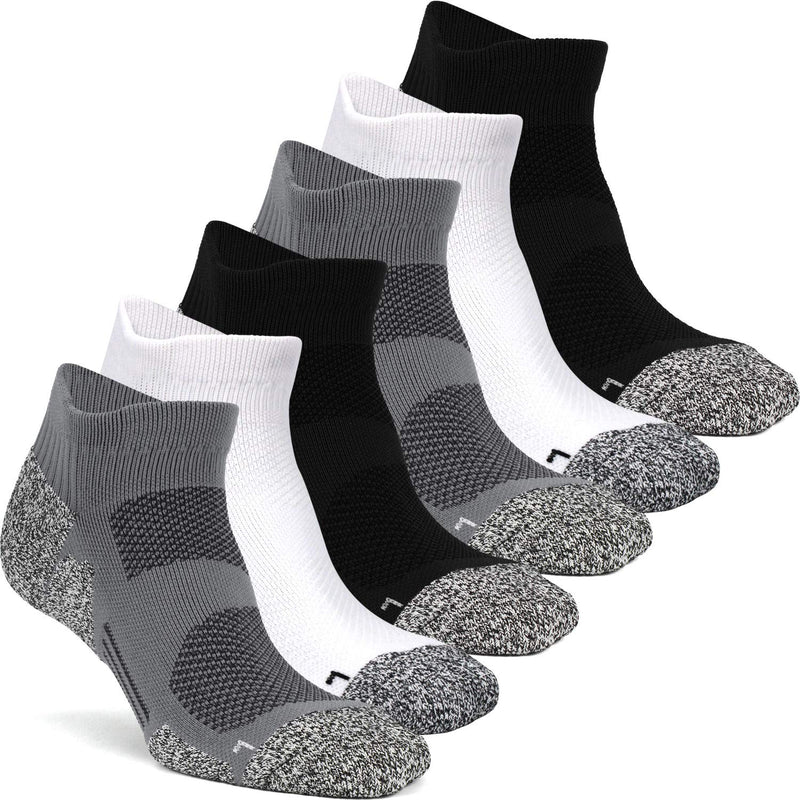 CWVLC No-Show Running Socks (3/6 pairs) Compression Athletic Socks for Men Women L (5Y-7Y Youth/10-13 Women/8-12 Men) 6-pairs (Black2,charcoal2,white2) - BeesActive Australia