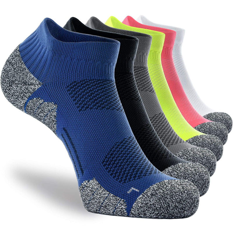 CWVLC Unisex Cushioned Compression Athletic Ankle Socks Multipack Medium 6-pairs Mix-colors - BeesActive Australia