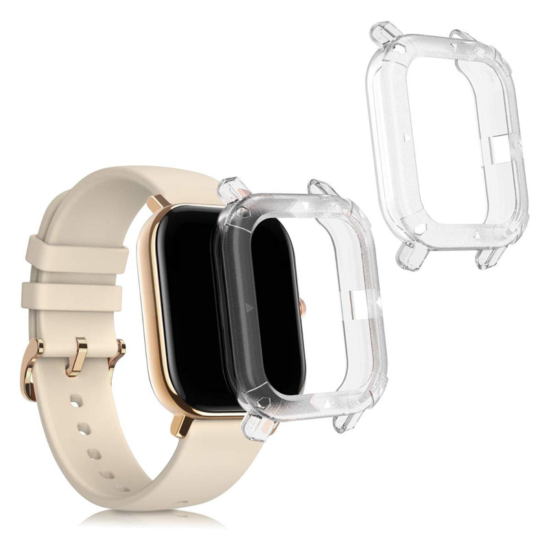 kwmobile 2-Pack Fitness Tracker Frame Compatible with Huami Amazfit GTS - Case Sport Tracker TPU Silicone Cover - Transparent - BeesActive Australia
