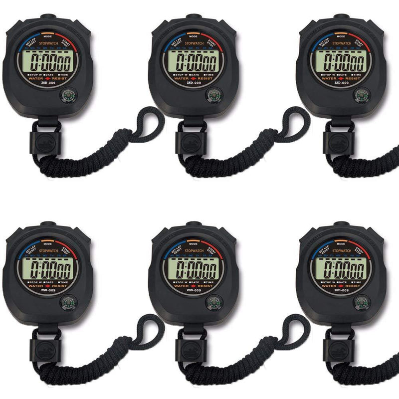 Pgzsy 6 Pack Multi-Function Electronic Digital Sport Stopwatch Timer, Large Display with Date Time and Alarm Function,Suitable for Sports Coaches Fitness Coaches and Referees - BeesActive Australia