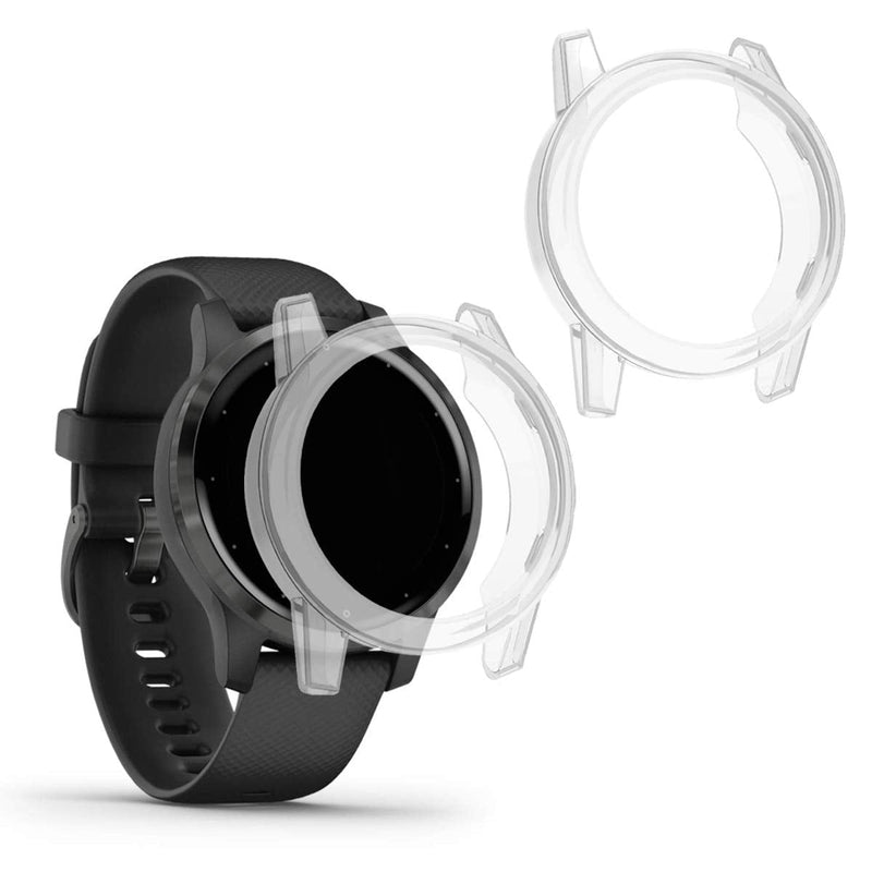 kwmobile 2-Pack Fitness Tracker Frame Compatible with Garmin Vivoactive 4S - Case Sport Tracker TPU Silicone Cover - Transparent - BeesActive Australia