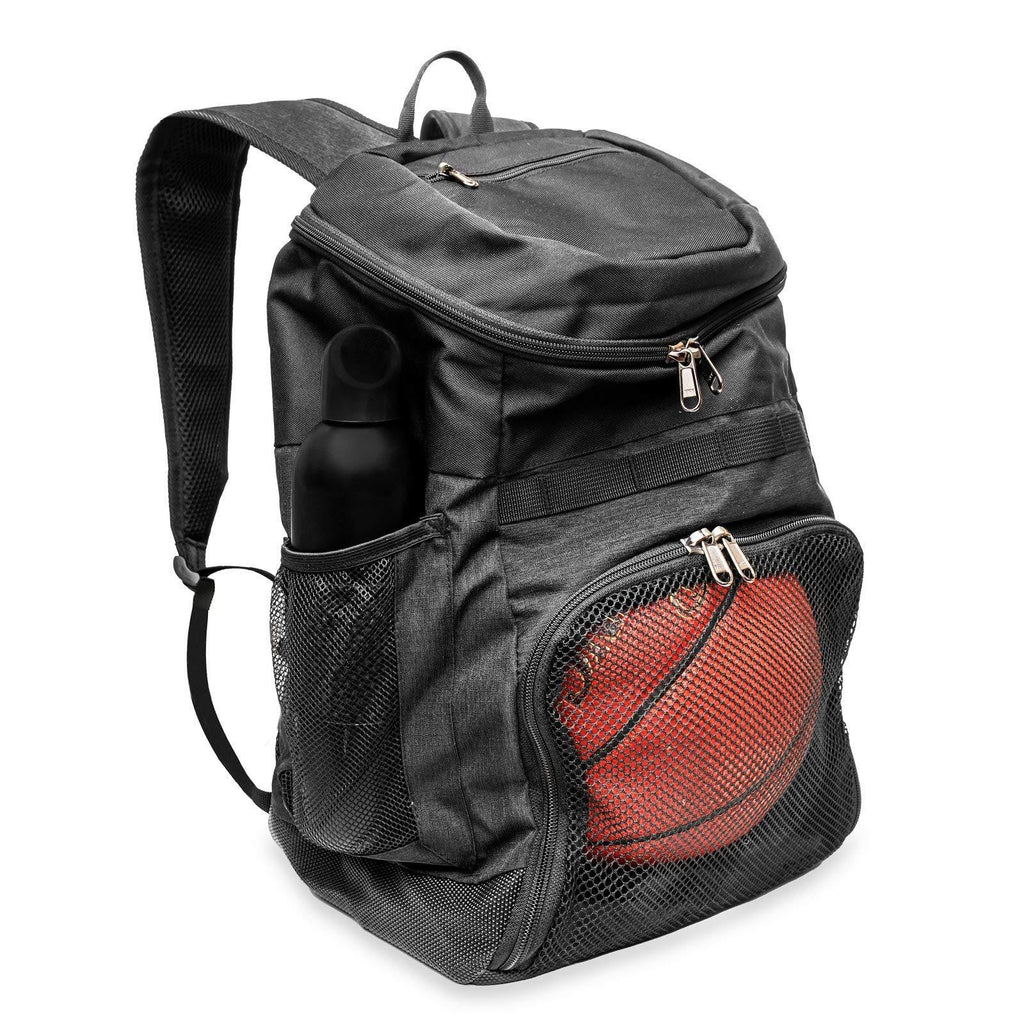 [AUSTRALIA] - Xelfly Basketball Backpack with Ball Compartment – Sports Equipment Bag for Soccer Ball, Volleyball, Gym, Outdoor, Travel, School, Team – 2 Bottle Pockets, Includes Laundry or Shoe Bag – 25L Black 