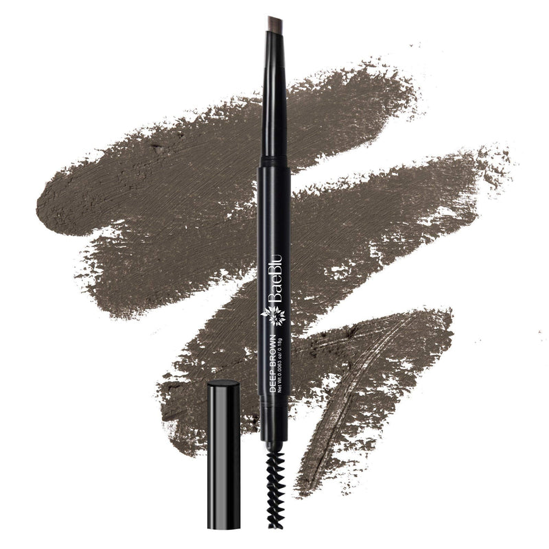 BaeBlu Cruelty Free Retractable Eyebrow Crayon, Vegan Non-Toxic Long Wear Brow Definer With Brush, Deep Brown Pen - BeesActive Australia