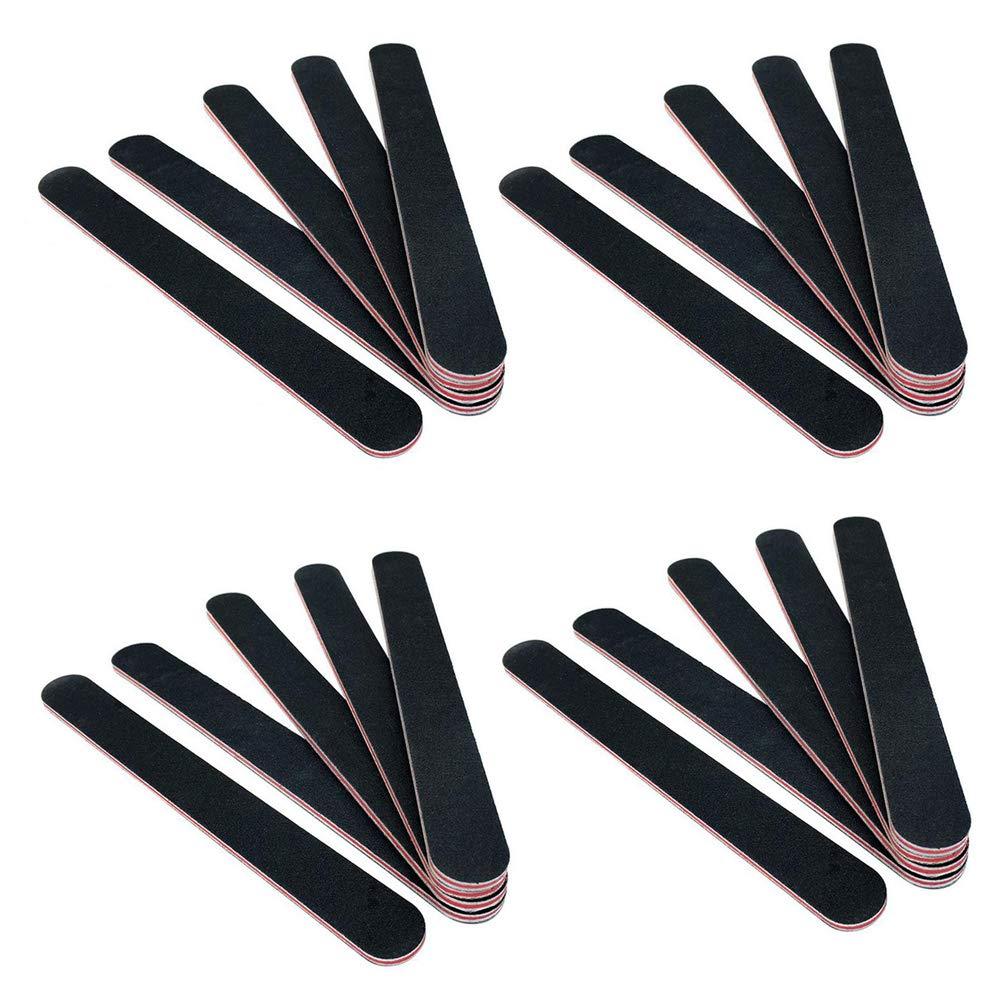 20 Pieces Nail Files Double Sided 100/180 Grit Nail Files Emery Board Grit Professional Manicure File Black - BeesActive Australia