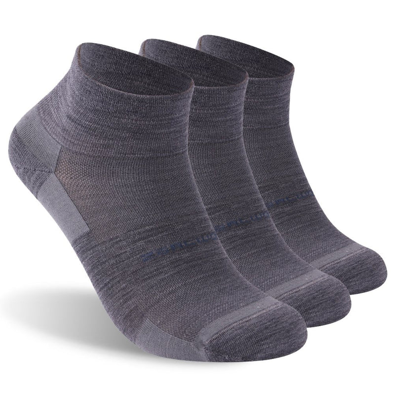 ZEALWOOD Merino Wool/Bamboo No Show/Ankle/Crew Athletic Socks Running Golf Tennis Hiking Socks,1/3 Pairs 3xgrey Quarter Large - BeesActive Australia