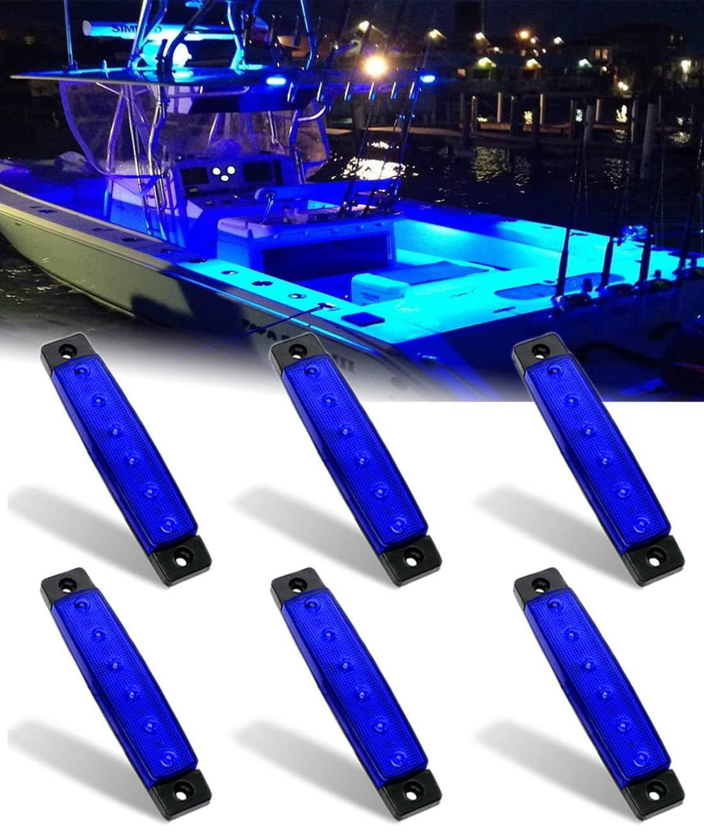 [AUSTRALIA] - Shangyuan Marine Boat Lights, Utility Led Interior Lights For Boat Deck Courtesy Transom Cockpit Light, 12v Waterproof Marine Lighs For Yacht Fishing Pontoon Boat Sailboat Kayak Bass Boat Vessel, 6Pcs blue 