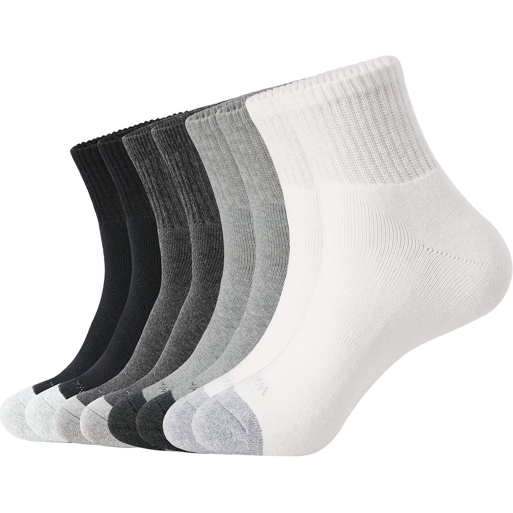 WANDER Men's Athletic Ankle Socks 3-8 Pairs Thick Cushion Running Socks for Men&Women Cotton Socks 7-9/9-12/12-15 8 Pairs White+black+grey+dark Grey 4-6 - BeesActive Australia