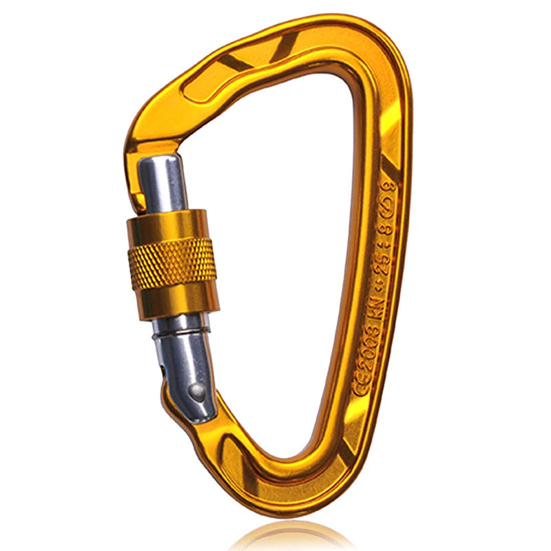 KAILAS Climbing Carabiner Clips, CE Certified 25KN Screw Gate and Heavy Duty Carabiners for Rock Climbing,Rappelling and Mountaineering,D Shaped 3.8 Inch, Large Size Yellow - BeesActive Australia