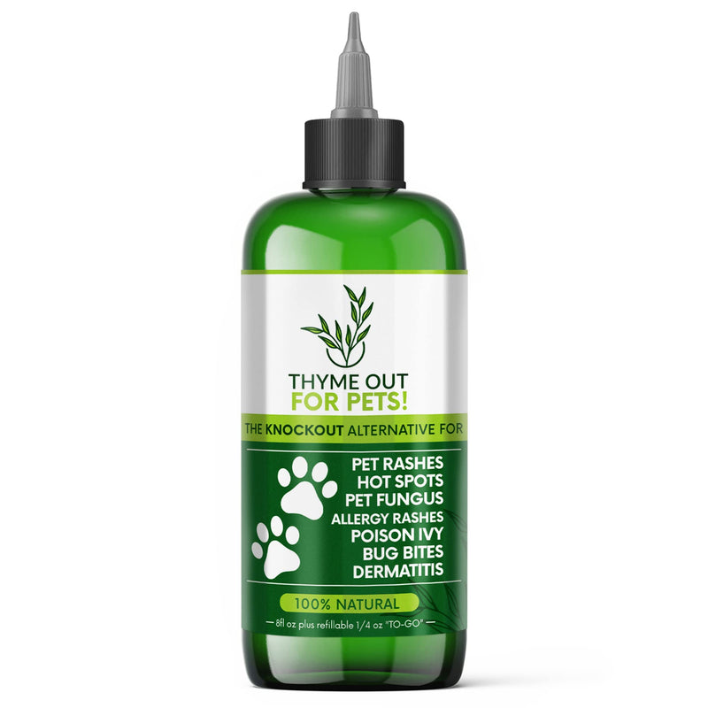 Thyme Out for Pets (8oz) - Natural Dog and Cat Itch Relief & Skin Treatment for Itchy Paws and Ringworm - Yeast Infection, Dandruff and Hot Spot Spray for Dogs - All Natural, Organic Blend - BeesActive Australia