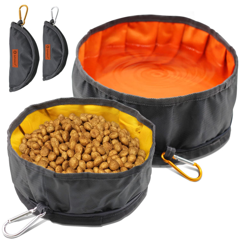 LumoLeaf Collapsible Dog Bowls, Large 68oz/80oz Lightweight Foldable Travel Bowl 10 Cups, Portable Water and Food Bowls for Pets Dogs with Zipper Orange and Yellow - BeesActive Australia