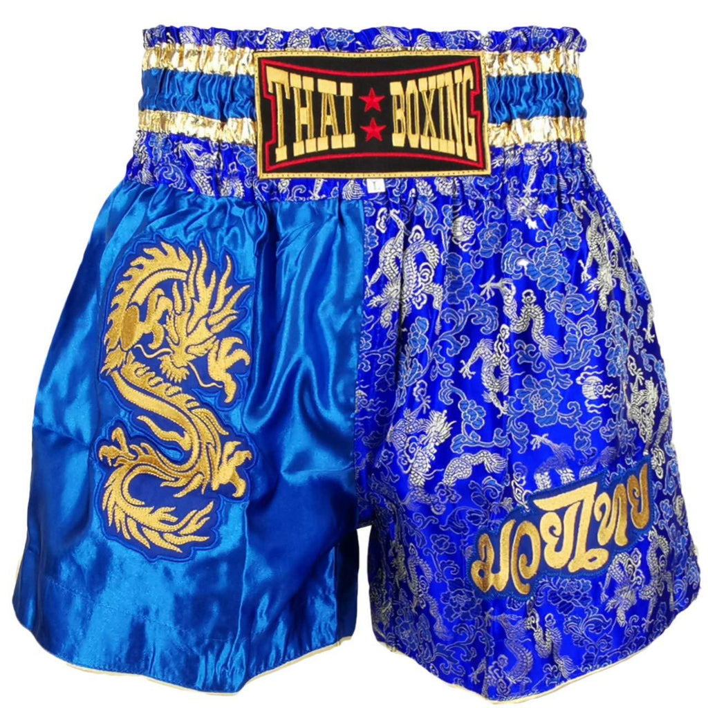 [AUSTRALIA] - Kurop Boxing Muay Thai Shorts Trunks MMA Martial Arts Kickboxing Fight Sport Clothing Dragon Blue XX-Large 