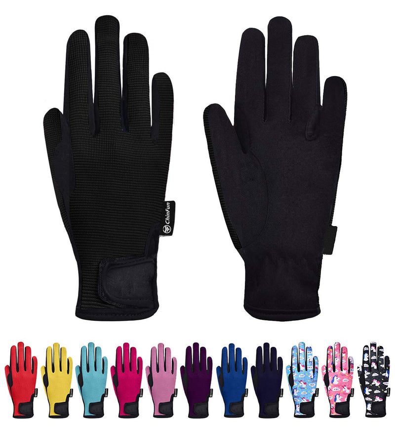 ChinFun Kids Horse Riding Gloves Boys & Girls Equestrian Horseback Gloves Children Youth Outdoor Mitts Perfect for Biking Cycling Gardening Black S (Age 6-8) - BeesActive Australia