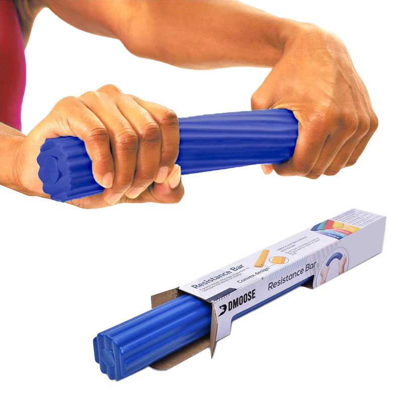 DMoose Flexbar for Physical Therapy, Relieves Tendonitis Pain & Improve Grip Strength, Strong and Flexible Non-slip Grip, Resistance Bar for Injury Recovery, Forearm Therapy & Tennis Elbow Treatment Blue - Heavy - BeesActive Australia