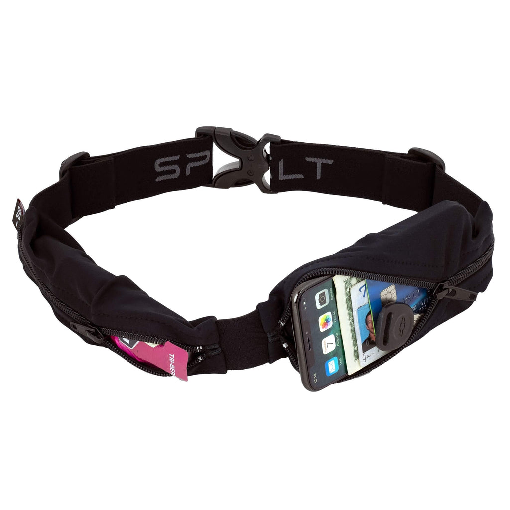 [AUSTRALIA] - SPIbelt Adult - Dual Pocket Pro Running Belt, 1.5" Elastic Band, Buckle Closure Black 