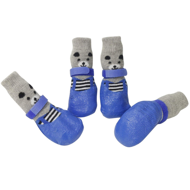 URBEST Dog Socks, 4Pcs Dog Shoes for Dogs Cat Socks Non-Slip Soles Adjustable Dog Cat Paw Socks Fit for Puppy and Small Dogs L Blue - BeesActive Australia