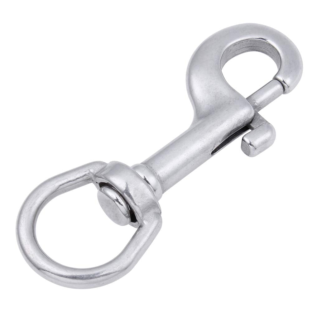 AOWISH 316 Stainless Steel Swivel Eye Bolt Snap Hooks, Marine Grade Scuba Diving Clips, Single Ended Trigger Chain Clip Pet Buckle, Lobster Claw Clasp, Heavy Duty (1 Piece) 90mm/Silver - BeesActive Australia