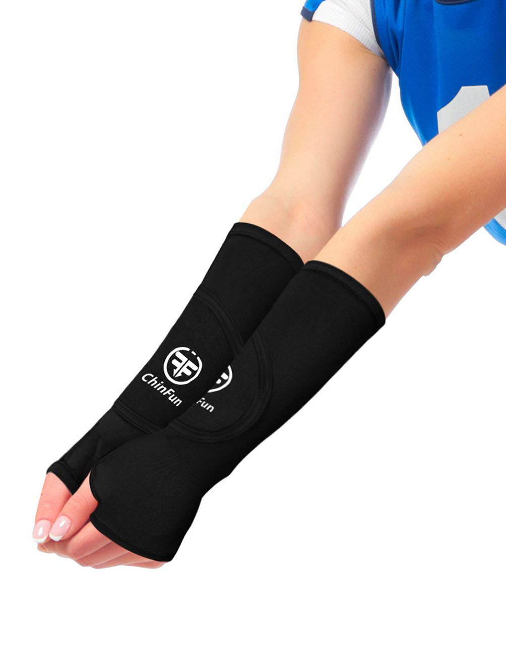 ChinFun Volleyball Arm Sleeves Passing Forearm Sleeves with Protection Pad Volleyball Gear for Youth Girls Women 1 Pair New-black 10" - BeesActive Australia