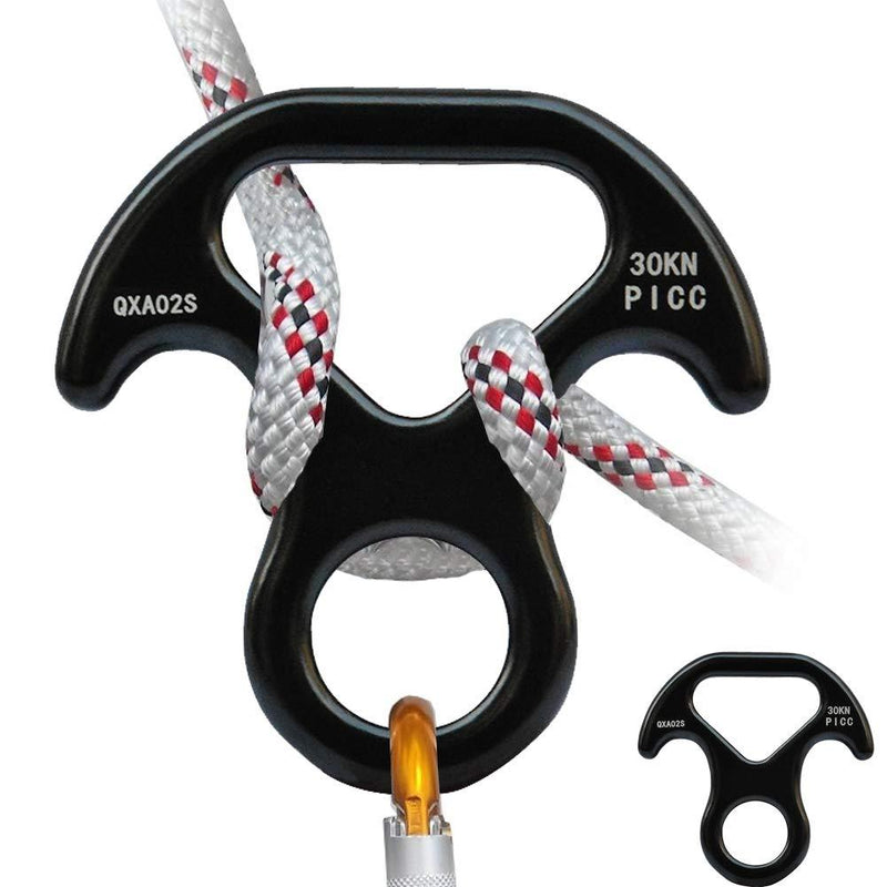 30KN Rescue Figure, 8 Descender Large Bent-Ear Belaying and Rappelling Gear Belay Device Climbing for Rock Climbing Peak Rescue Aluminum-Magnesium Alloy Black - BeesActive Australia