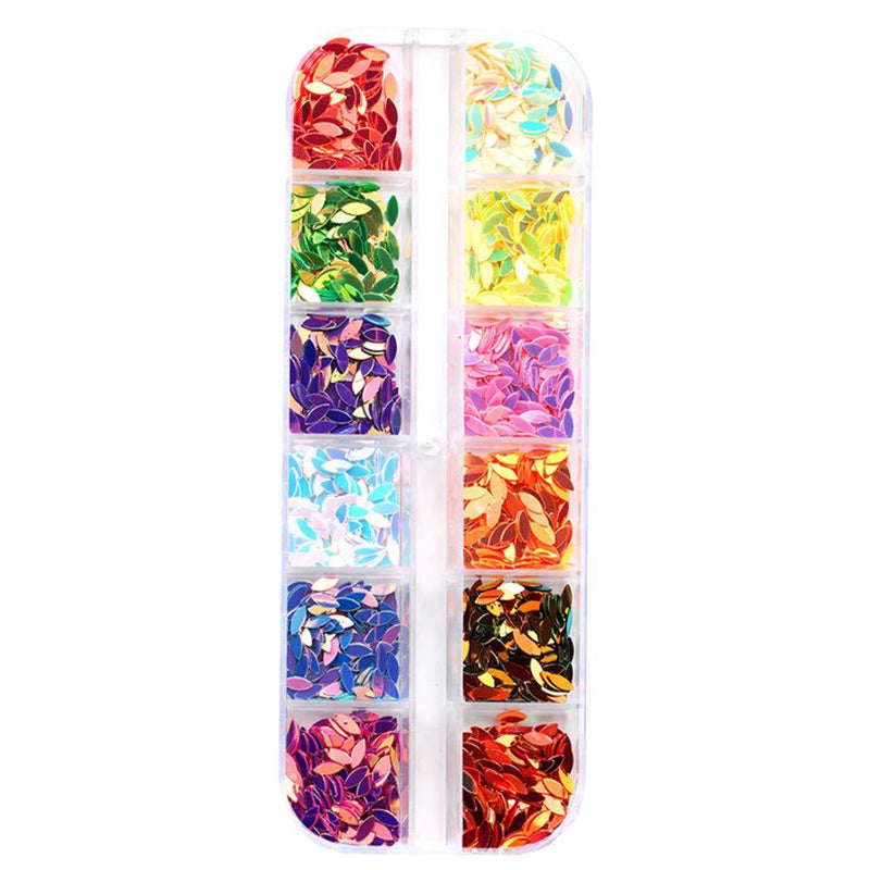 Nail Art Flake, 12 Boxes Nail Glitters Horse Eye Festival Sparkling Sequins Colorful Chunky Glitters for Slime, Face and Eye Make Up 12Horse Eye - BeesActive Australia