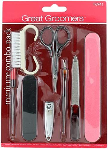 Nail Manicure Pack By Coty Set: Nail Brush + Cuticle Trimmer + Cuticle Scissors + Cuticle Pusher + Nail Clip + Shapphire File + Black&Pink Nail Board - BeesActive Australia