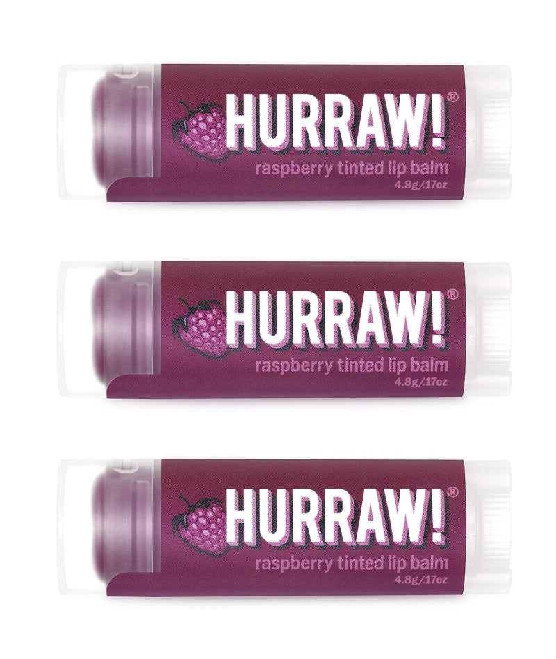 Hurraw! Raspberry Tinted Lip Balm, 3 Pack: Organic, Certified Vegan, Cruelty and Gluten Free. Non-GMO, 100% Natural Ingredients. Bee, Shea, Soy and Palm Free. Made in USA - BeesActive Australia