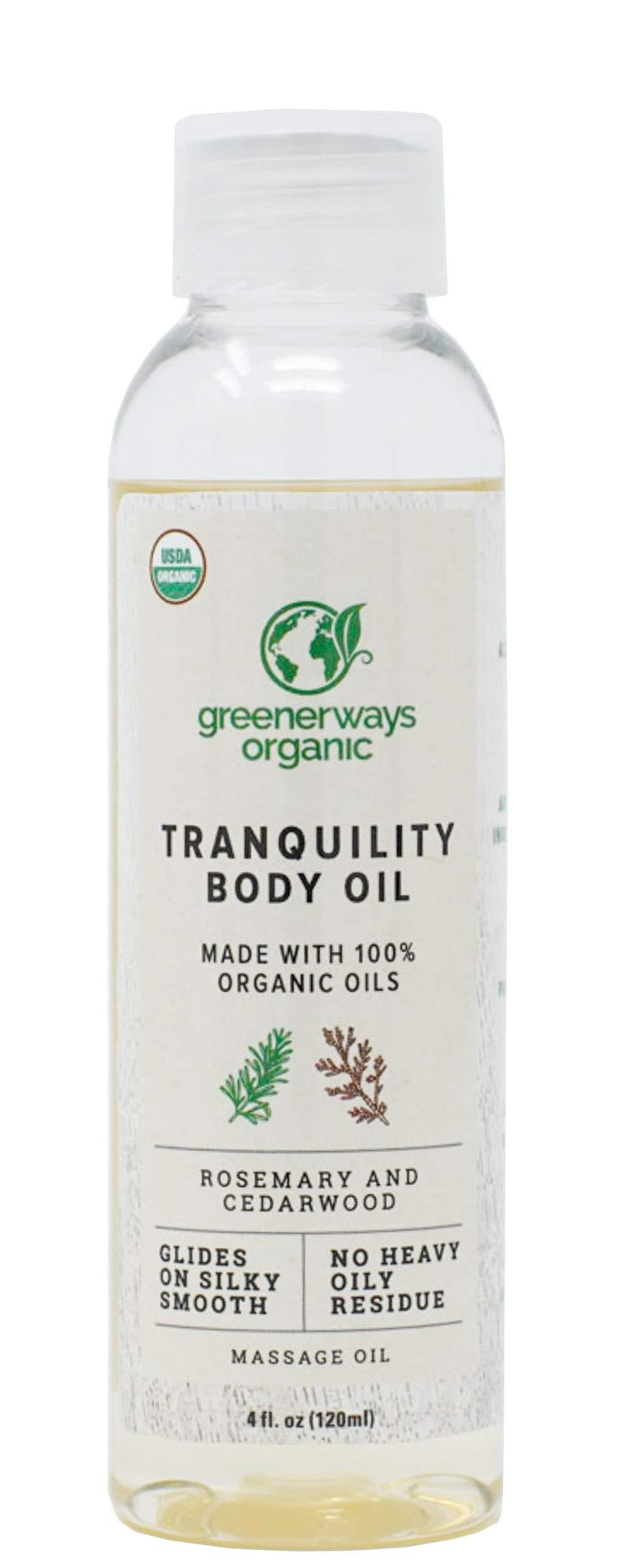 Greenerways Organic Tranquility Body Oil - Therapeutic Massaging Oil - Perfect for Oily Skin - Anti- Aging and Paraben Free Oil - Stimulates Blood Flow - 4 oz / 120 ml - BeesActive Australia