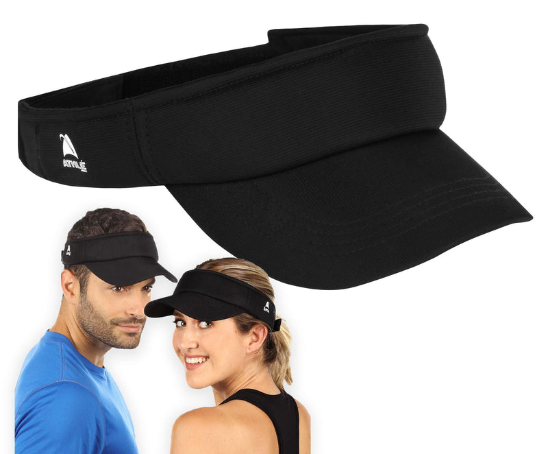 Athle Sport Sun Visors for Women and Men - No Headache Design - One Size Fits All Black - BeesActive Australia