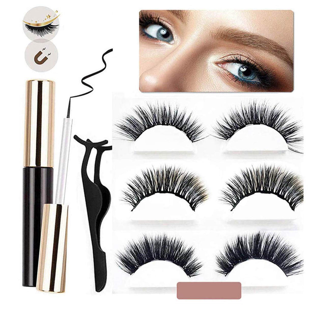 Magnetic Eyelashes With Eyeliner, Waterproof Magnetic Liquid Eyeliner, Light weight & Easy to Wear, Best 3D Reusable Eyelashes - BeesActive Australia