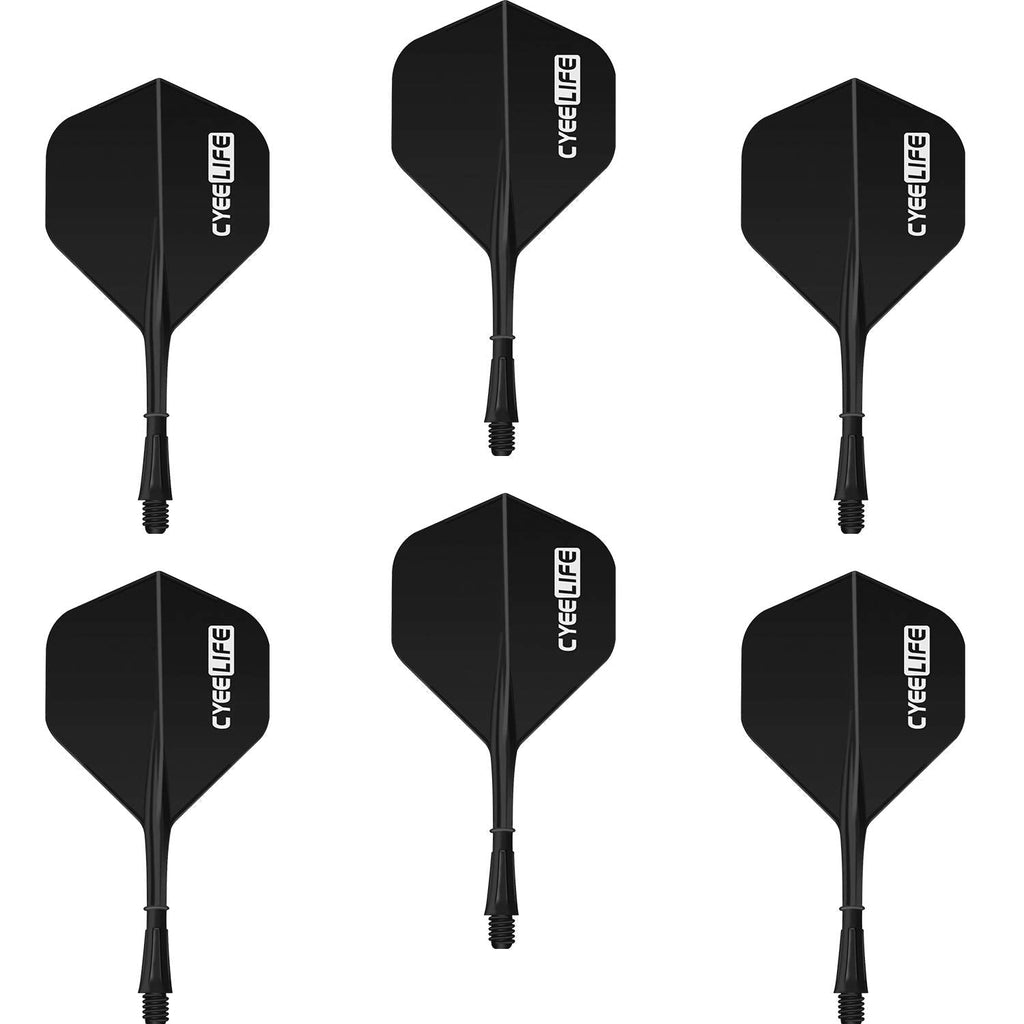 CyeeLife 6 Packs Integrated Dart Flights and Shafts,one Piece Accessory 2BA (7 Colors) Black - BeesActive Australia