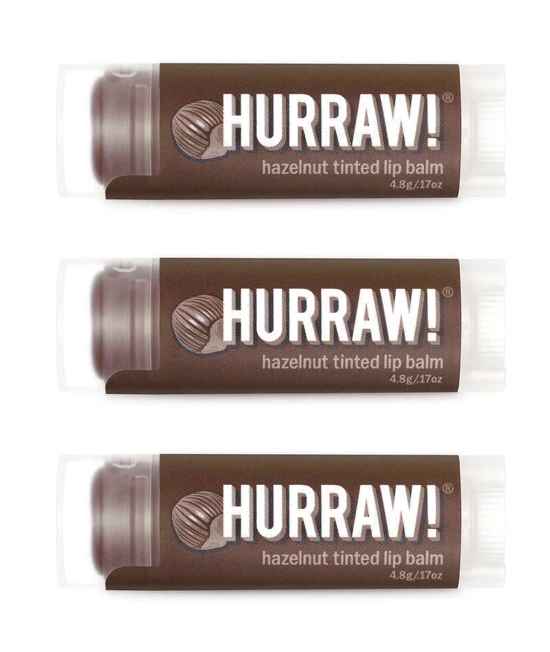 Hurraw! Hazelnut Tinted Lip Balm, 3 Pack: Organic, Certified Vegan, Cruelty and Gluten Free. Non-GMO, 100% Natural Ingredients. Bee, Shea, Soy and Palm Free. Made in USA - BeesActive Australia