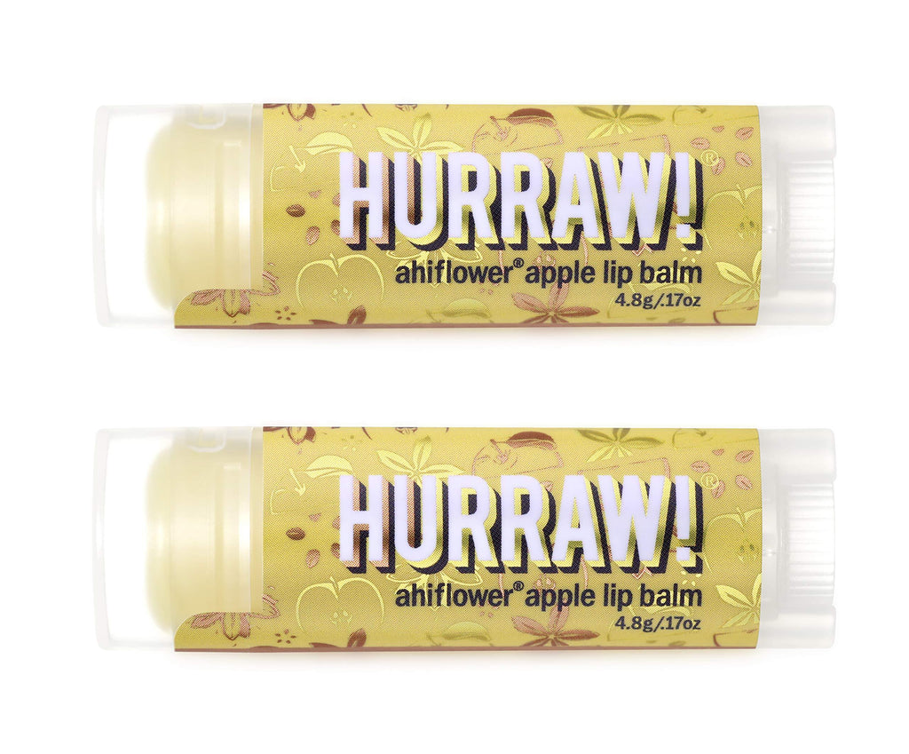 Hurraw! Ahiflower Apple Lip Balm, 2 Pack: Organic, Certified Vegan, Cruelty and Gluten Free. Non-GMO, 100% Natural Ingredients. Bee, Shea, Soy and Palm Free. Made in USA - BeesActive Australia