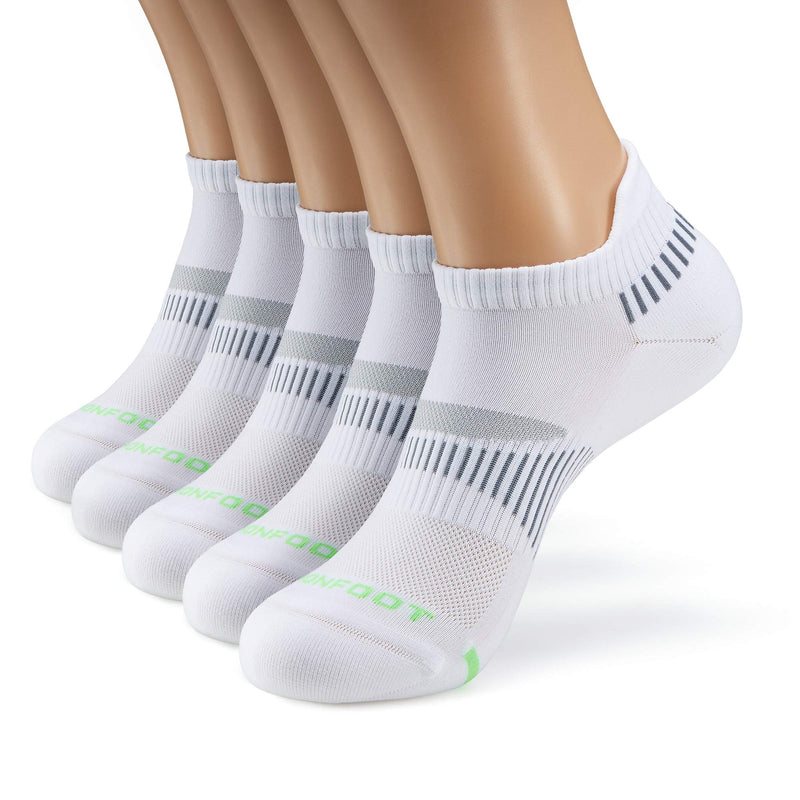 MONFOOT Women's and Men's 3-10 Pack Running Athletic Cushioned Socks [Ankle] White (5 Pairs) Medium - BeesActive Australia