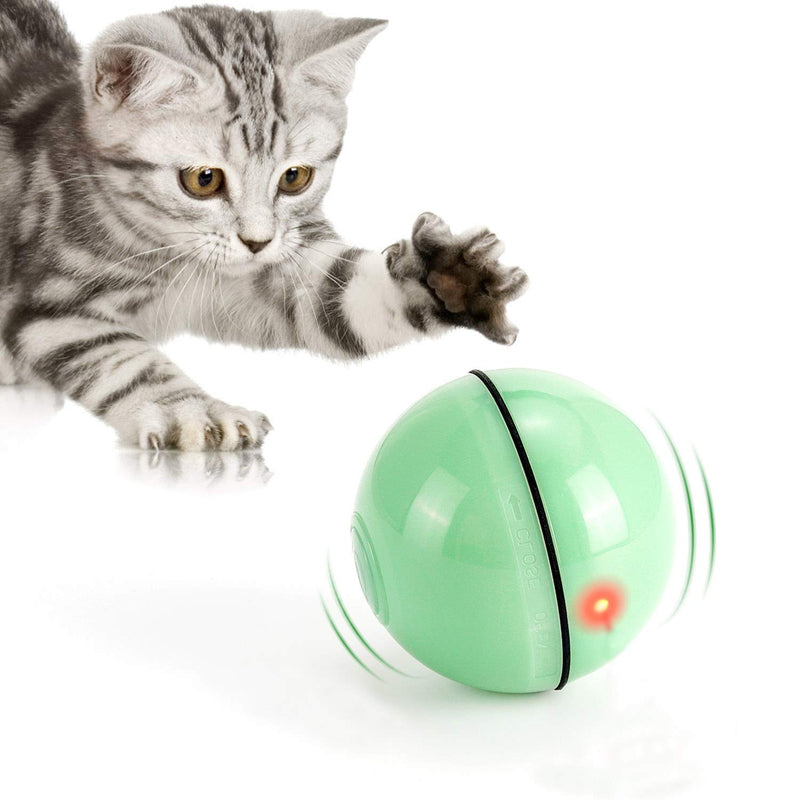 Interactive Cat Toys Ball with LED Light, 360 Degree Self Auto Rotating Intelligent Ball, Smart USB Rechargeable Spinning Cat Ball Toy,Stimulate Hunting Instinct Kitten Funny Chaser Roller Pet Toy Green - BeesActive Australia