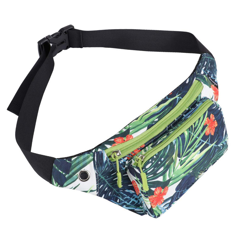 HUA ANGEL Fanny Waist Pack-Running Hiking Cycling Sport Casual Waist Bag Hip Pack Outdoor Travel Crossbody Sling Backpack for Men & Women Green leaf - BeesActive Australia