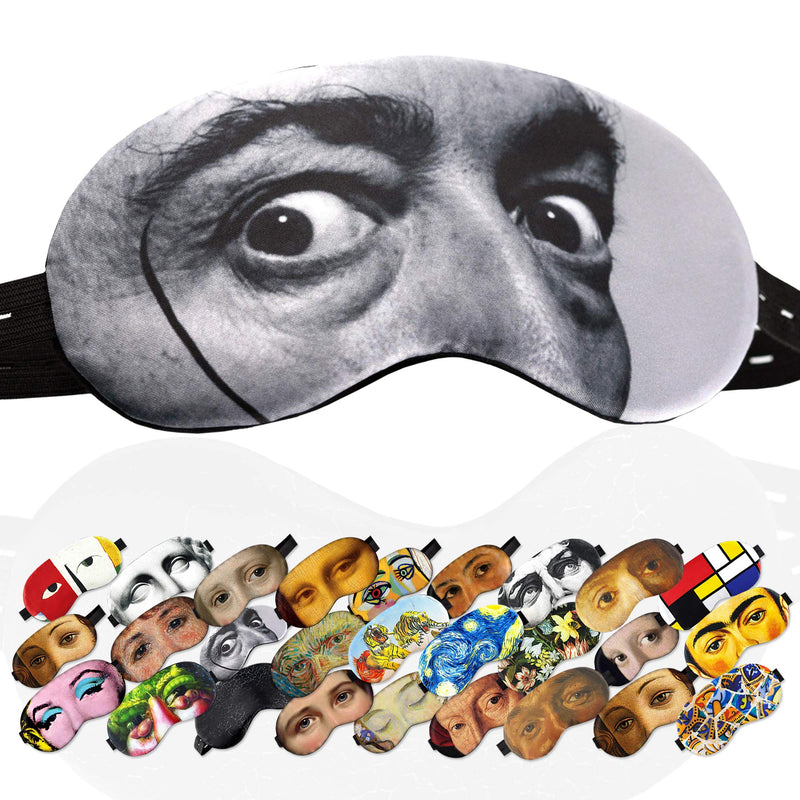 Sleep Mask Salvador Dali Genius Portrait Masterpieses for Men - 100% Soft Cotton - Comfortable Eye Sleeping Mask Night Cover Blindfold for Travel Airplane (Salvador Dali, Gift Pack) - BeesActive Australia
