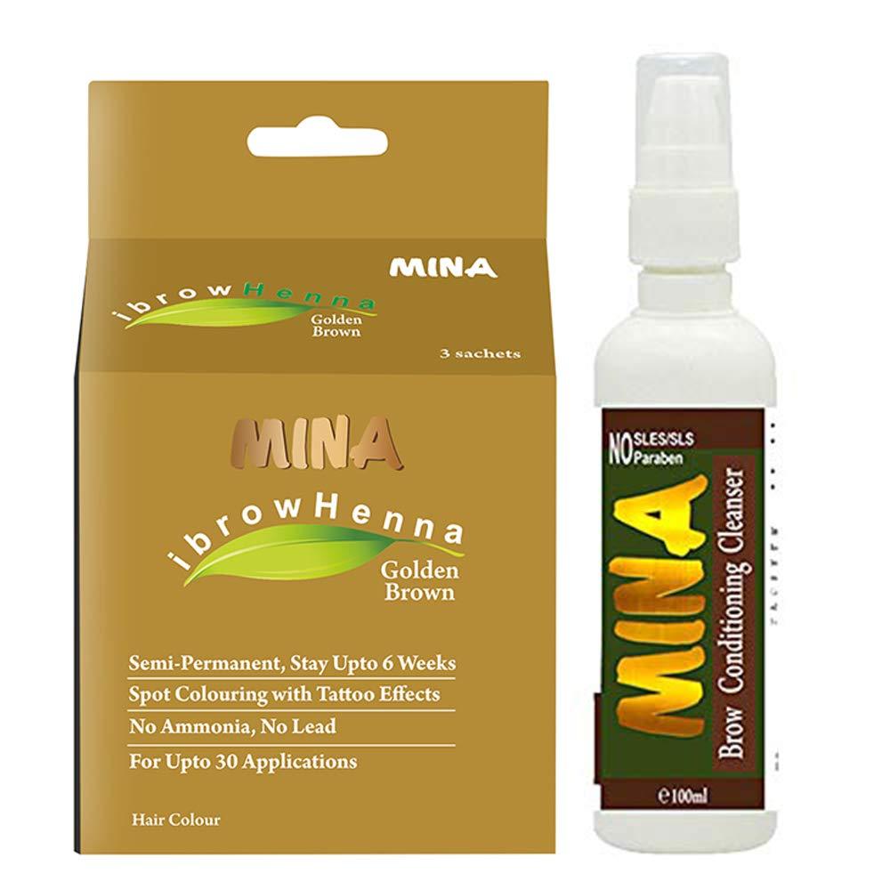 MINA ibrow Henna Golden Brown Tint Kit with Brow Cleanser - BeesActive Australia