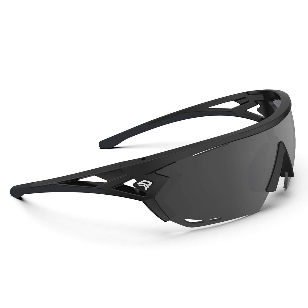 TOREGE Sports Sunglasses with 1.4mm Polarized Lens For Men Women Cycling Running Fishing Golf Driving Glasses TR18 Black&black&grey Lens - BeesActive Australia