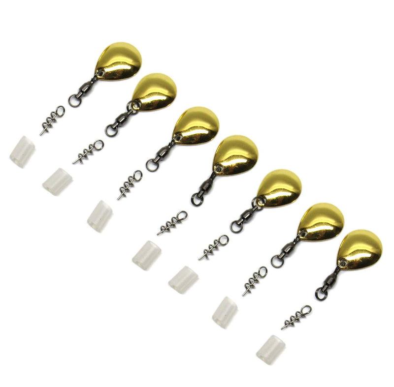 Harmony Fishing Company - [7 Pack Tail Spinners (Hitchhikers for Soft Plastic/senko Fishing Lures, Willow or Colorado Blade) Colorado Blade (7 Pack, Gold) - BeesActive Australia