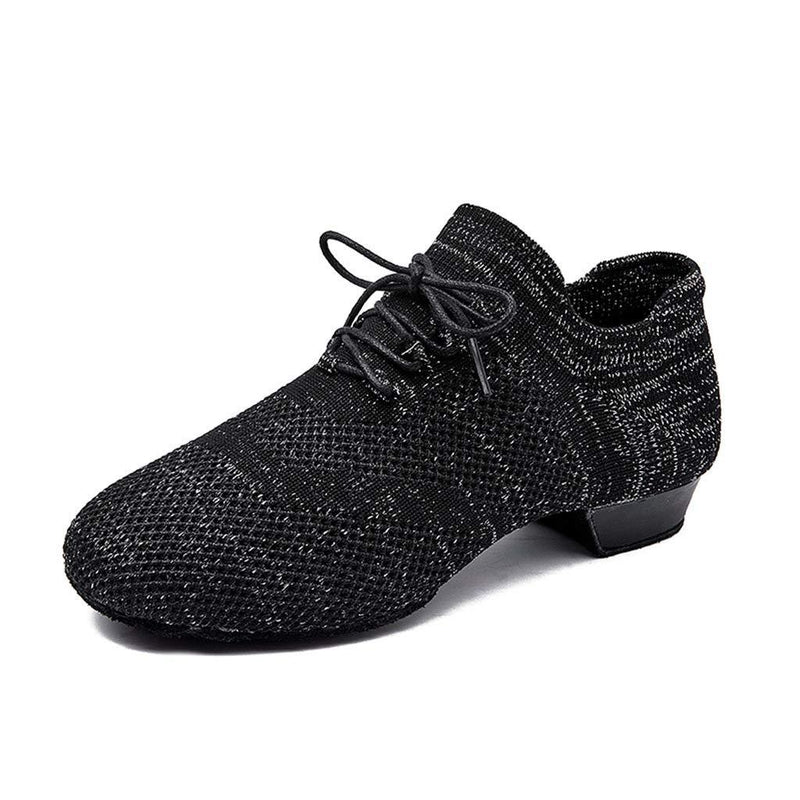 [AUSTRALIA] - Women Men Standard Practice Social Dance Sneaker Beginner Ballroom Dancing Shoes 1" Heel Black Pink 8 Women/7.5 Men 