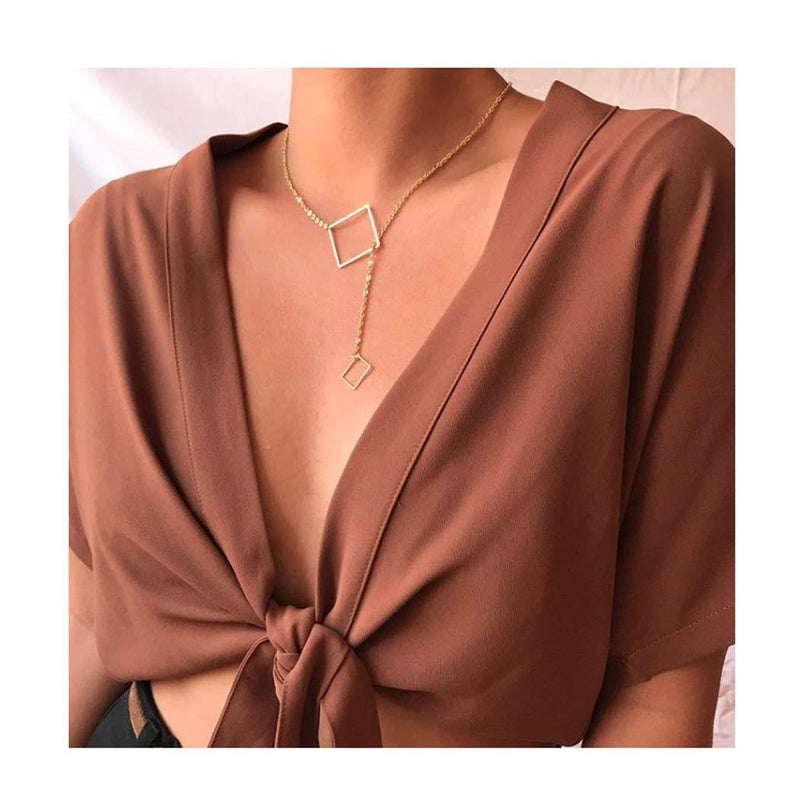 Edary Fashion Geometric Necklace Gold Pendant Necklace Simple Necklace Jewelry Accessories for Women and Girls. - BeesActive Australia