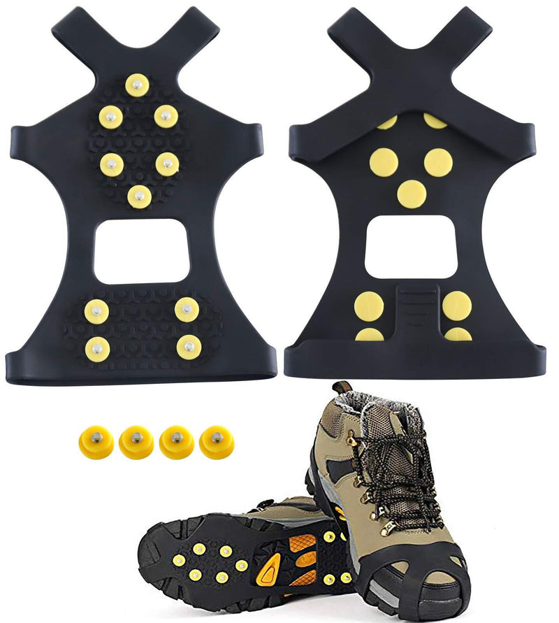 SHEEFLY Crampons Ice Cleats Snow Grips, Ice Grippers Winter Traction Cleats for Shoes and Boots-Anti-Slip Silicone Portable Walk for Women Men Walking Climbing Hiking Fishing,Black Black S-Women(5-7)/Men(3-5)/EU:(31-36) - BeesActive Australia