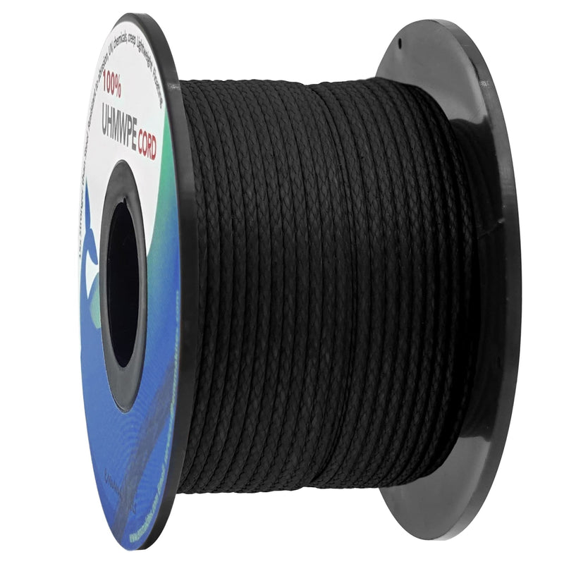 emma kites Black 0.8mm UHMWPE Micro Cord Rope Whipping Twine Durable Repair Cord Thread for Heavy Duty Canvas Tarps Bags Emergency Line for Backpacking Survival 100Ft 220Lb 0.8mm(Dia.)x100ft | 220Lb - BeesActive Australia