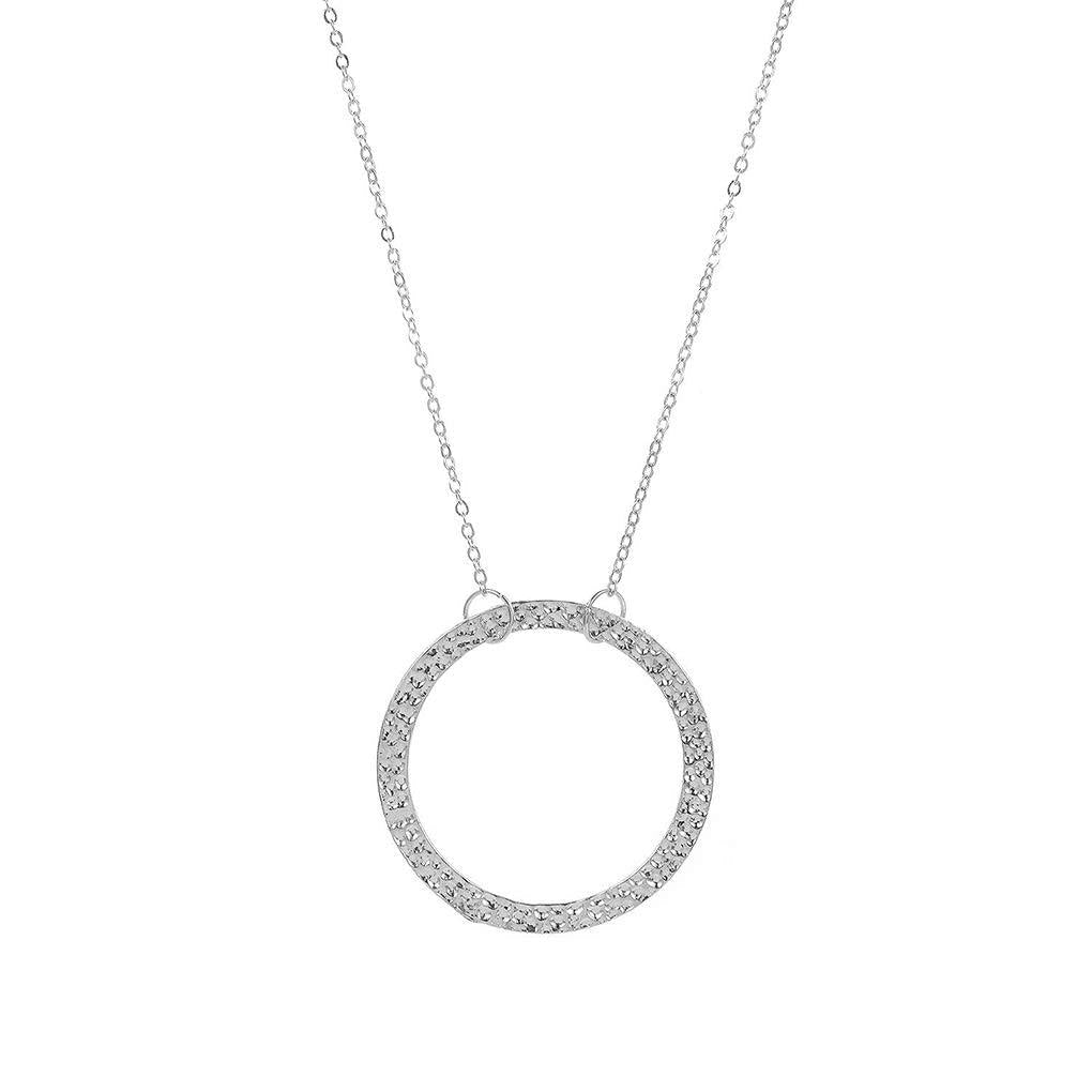 Yalice Long Pendant Necklace Chain Hollow Circle Necklaces Drop Dress Jewelry for Women and Girls Silver - BeesActive Australia