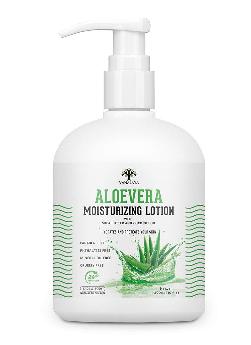 Vanalaya alovera Moisturizing Lotion with shea butter Vitamin E and coconut oil Paraben Free Sulphate free Mineral oil free for Face and Body 300ml - BeesActive Australia