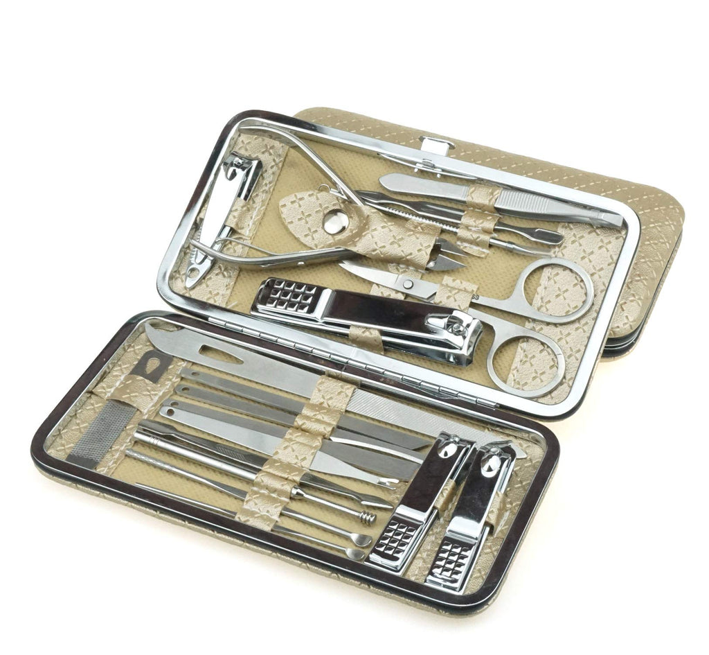 19Pcs Nail Clippers Set Professional Stainless Steel Pedicure Kit Nail Scissors Grooming Kit Nail Tools Manicure & Pedicure Set With Portable Travel Case Gold - BeesActive Australia