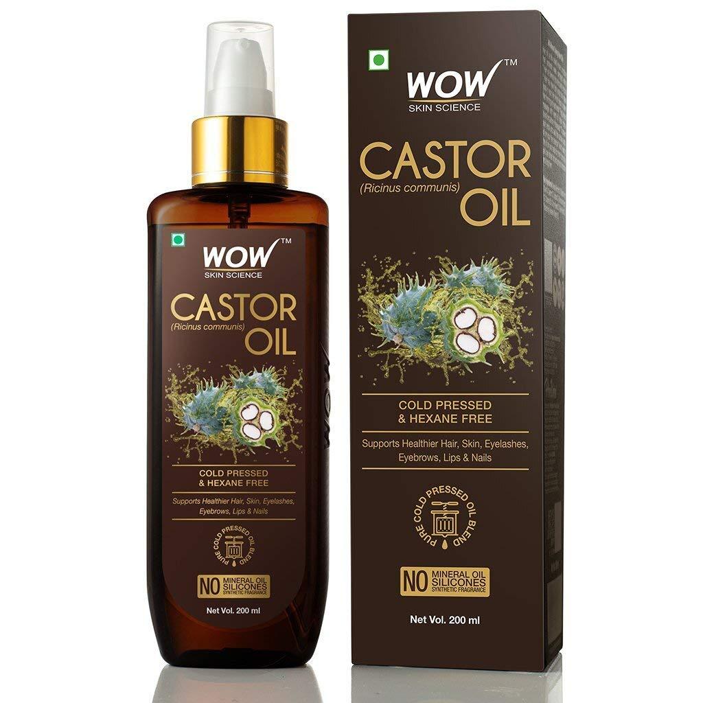 WOW Castor Oil, Cold Pressed For Hair, Nails, Eyebrow, and Eyelash Growth For Women and Men, Intense Moisturizer For Dry Hair & Skin, Rapid Eyelashes Boost, 100% Pure Castor Oil, Hexane Free, 200ml - BeesActive Australia