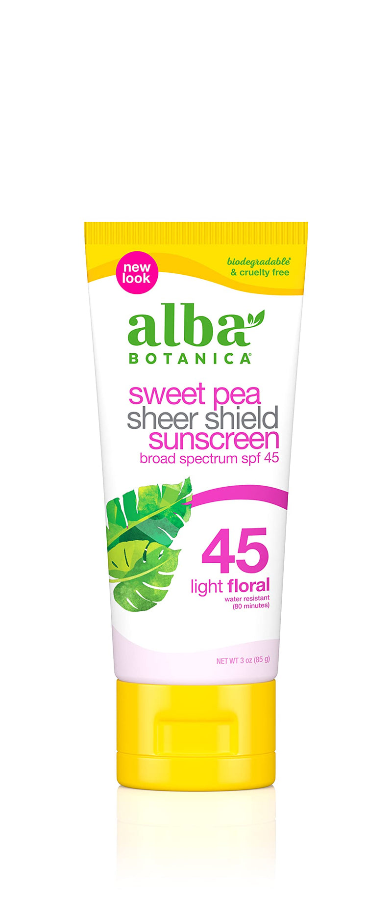 Alba Botanica Sheer Shield Sunscreen Lotion SPF 45 Sweet Pea Oz, 3 Ounce (Packaging May Vary) SPF 45 - Sweet Pea - BeesActive Australia