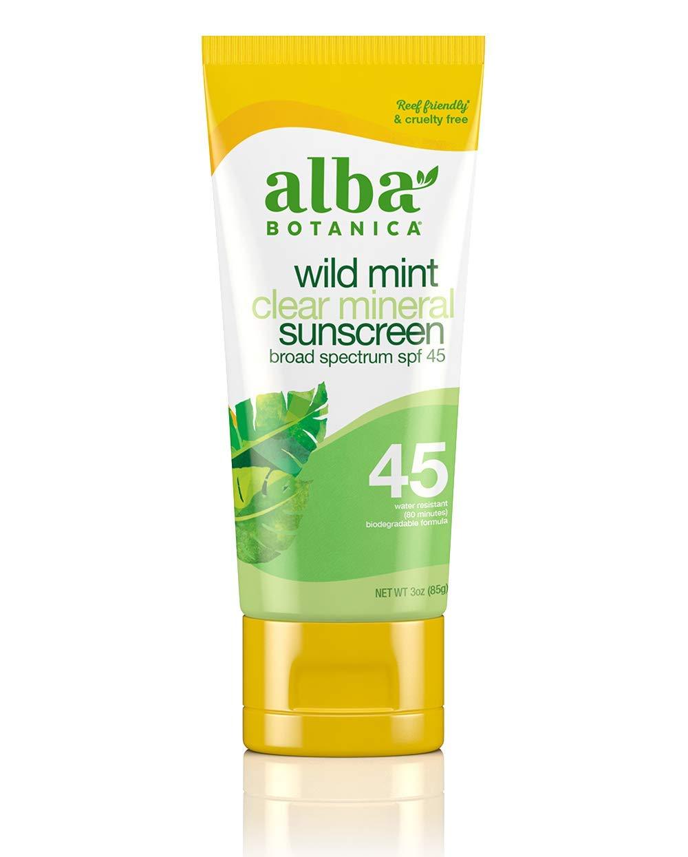 Alba Botanica Sheer Shield Sunscreen Lotion SPF 45 Sweet Pea Oz, 3 Ounce (Package May Vary) SPF 45 - Wild Mint - BeesActive Australia