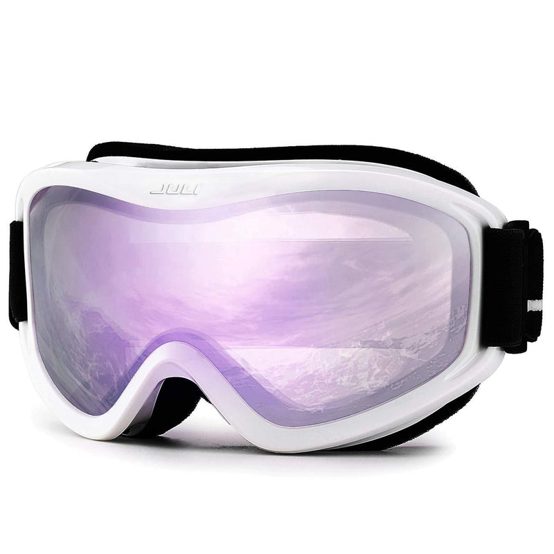 Juli Ski Goggles,Snow Snowboard Goggles Men Women Snowmobile Skiing Skating Arctic White /Purple Sapphire(vlt 18.5%) - BeesActive Australia